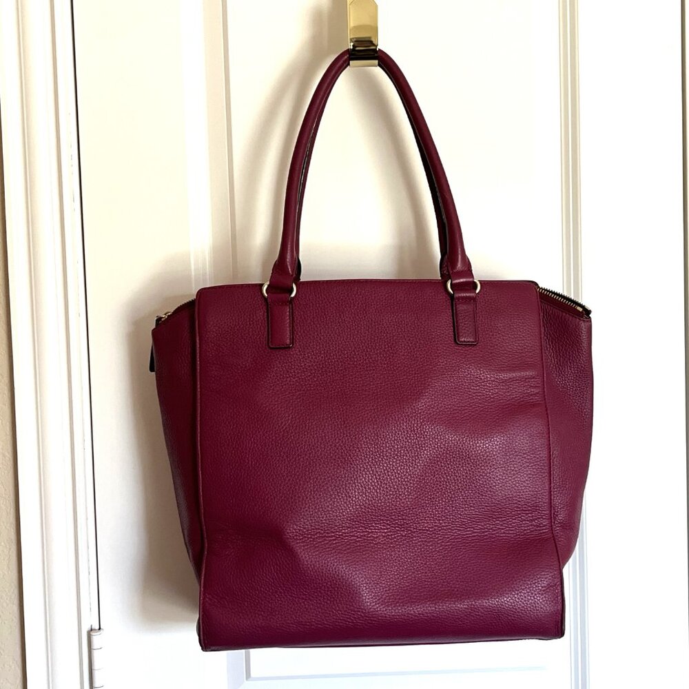 Kate Spade Baxter Street Fernrose Tote Cherrywood Burgundy Pebbled Leather WKRU2 - Picture 2 of 16